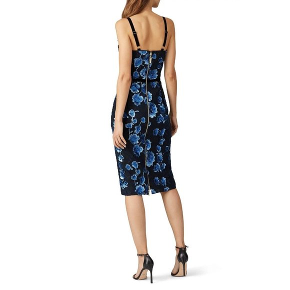 Bronx and Banco Camille Pencil Dress in Navy Sequin Medium New Womens Midi Lace - Picture 2 of 11